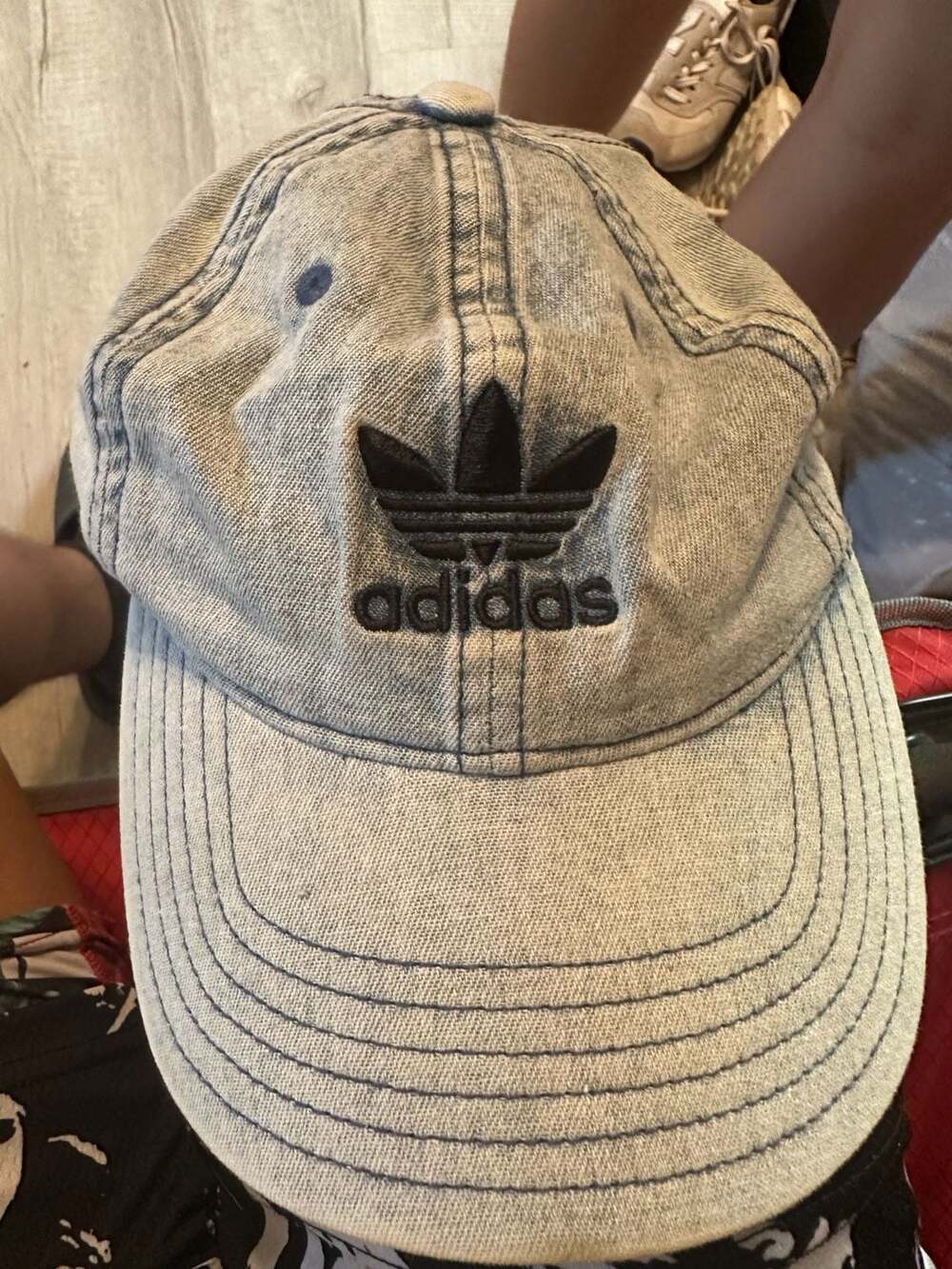 Adidas Originals Trefoil Distressed Acid Wash Denim Strapback Baseball Hat